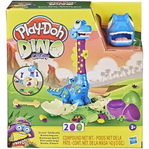 PLAYDOH DINO CREW GROWIN' TALL BRONTO, DINOSAURO GIOCATTOLO CON 2 UOVA