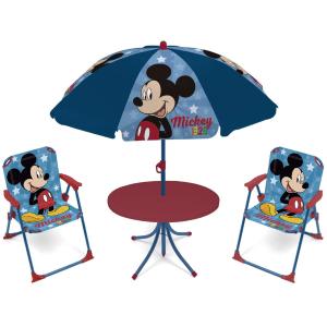 TOPOLINO – SET CON TAVOLO (50X50X48), 2 SEDIE (38X32X53) E OMBRELLONE (D. 110 CM) PATIO