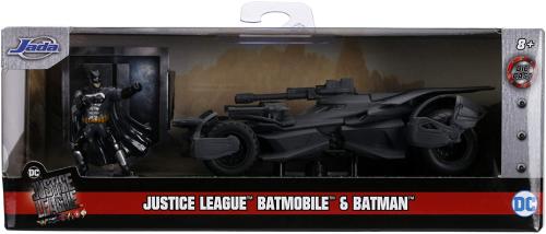 MODELLINO DIE CAST IN SCALA 1:32 - JUSTICE LEAGUE BATMOBILE E BATMAN
