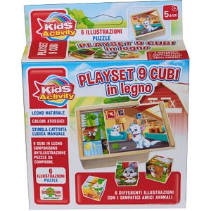 9 CUBI IN LEGNO CON ASTUCCIO 3.5CM 9 PZ