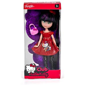 BAMBOLA HELLO KITTY DOLLS MORA CON ABITO ROSSO E CALZE A RETE NERE