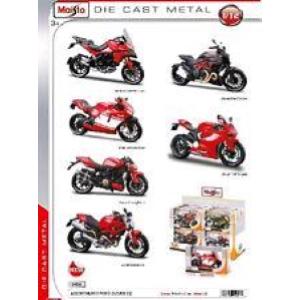 MOTO DUCATI 1:12 MULTISTRADA,DIAVEL CARBON,DESMOSEDICI RR,1199 PANIGALE,STREETTFIGHER S,MONSTER 696