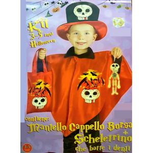 KIT HALLOWEEN CON SCHELETRO BATTIDENTI BIMBO 3-5 ANNI