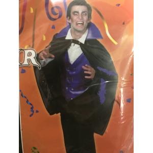 COSTUME VAMPIRO CONTE DRACULA MANTELLO E GILET MIS UNICA