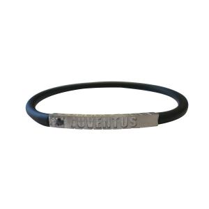 BRACCIALE BASE IN CAUCCIU' CON PARTI METALLICHE IN LEGA DI BRONZO CUBIC ZIRCONIA JUVENTUS