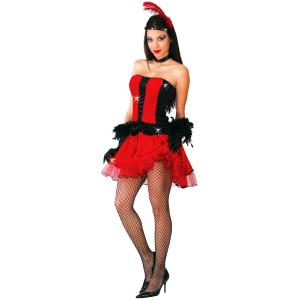 COSTUME CAN CAN ROSSO ADULTA TAGLIA L 42-44 MOULIN ROUGE