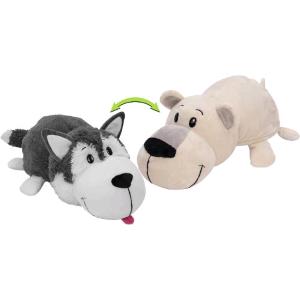 PELUCHE FLIP A ZOO 2 IN 1  HUSKY E ORSO POLLARE  REVERSIBILE