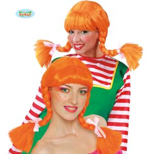 PARRUCCA TRECCIA ARANCIONE PIPPI CALZALUNGHE