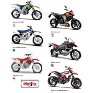 MOTO CROSS 1:12 KAWASAKI KX 450,KTM 690 DUKE,2013 YAHMAHA YZ 450F,BMW R 1200 GS,HONDA CFR 450 R,2013 DUCATI IPERMOTARD