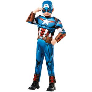 COSTUME CAPITAN AMERICA DELUXE UFFICIALE C/MUSCOLI MIS. L 7-8 ANNI 