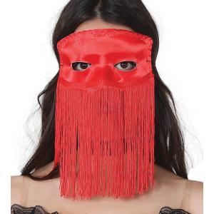 MASCHERA DOMINO FRANGIA ROSSA IN SETA "EXTRA"