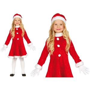 COSTUME DI MAMMA NATALE IN VELLUTO BAMBINA TAGLIA 5-6 ANNI