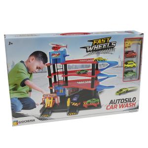 FAST WHEELS - GARAGE CON 4 VEICOLI DIE CAST LAVAGGIO