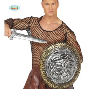 SCUDO DA GLADIATORE CON LEONE 44 CM E SPADA 48 CM