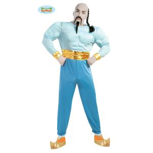 COSTUME GENIO DELLA LAMPADA CON MUSCOLI ADULTO TAGLIA M 48-50 ALADINO