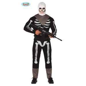 COSTUME SKELETON SOLDIER GUERRIERO SOLDATO SCHELETRO TAGLIA M 48-50 FORTNITE