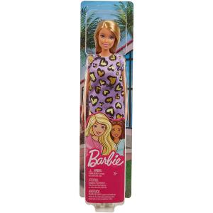 BARBIE - BIONDA CON ABITO VIOLA A CUORICINI GIALLI