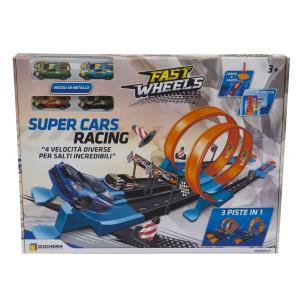 FAST WHEELS - PISTA DOPPIA SUPER CARS RACING, 4 MACCHININE INCLUSE 