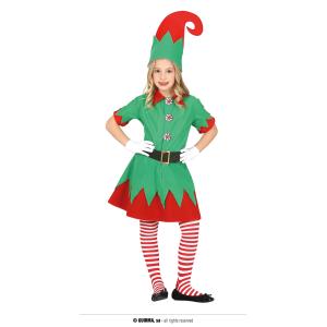 COSTUME ELFO BAMBINA CON BOTTONI CARAMELLA TAGLIA 10-12 ANNI NON INCLUDE CALZE