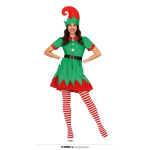 COSTUME ELFO DI BABBO NATALE DONNA ADULTO TAGLIA UNICA NON INCLUDE CALZE