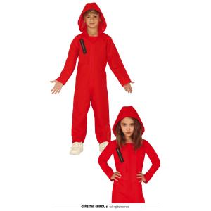 COSTUME CASA DI CARTA CARCERATA CARCERATO CAPPUCCIO ROSSO TAGLIA 7-9 ANNI 