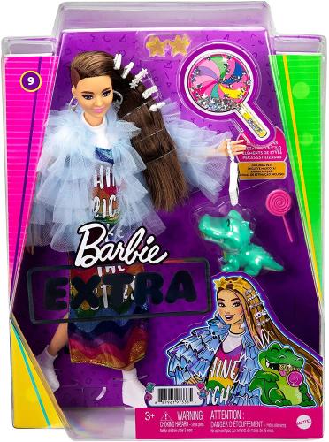 BARBIE EXTRA - BAMBOLA CASTANA CON VESTITO ARCOBALENO