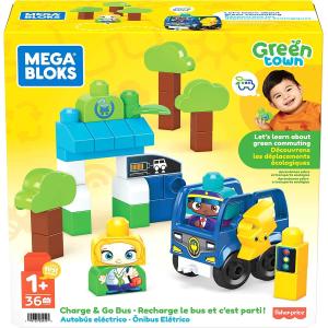 MEGA BLOKS GREEN TOWN BUS ECO AMICI BIO AUTOBUS ELETTRICO COSTRUZIONI