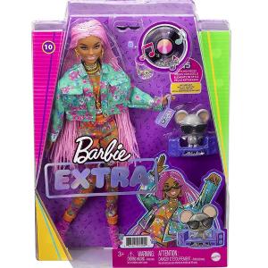 BARBIE EXTRA - BAMBOLA AFROAMERICANA CON TRECCINE ROSA E CUCCIOLO