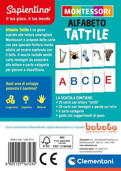 SAPIENTINO MONTESSORI CARTE - ALFABETO TATTILE