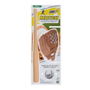 SET BASEBALL STRIKE 3 MAZZA 60 CM IN LEGNO GUANTO E PALLA