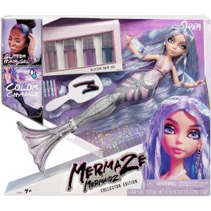 MERMAZE MERMAIDZ DELUXE - ORRA SIRENA MULTICOLORI E FUNZIONE CAMBIO DI COLORE CON GEL PER CAPELLI GLITTERATO