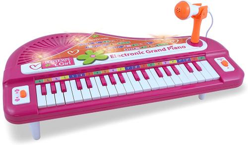 PIANO ELETTRONICO DA TAVOLO 37 TASTI CON MICROFONO ROSA