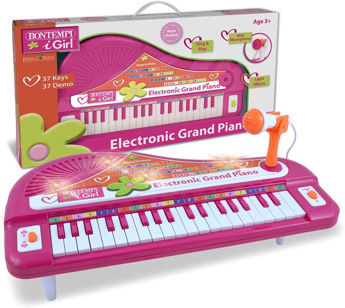 PIANO ELETTRONICO DA TAVOLO 37 TASTI CON MICROFONO ROSA